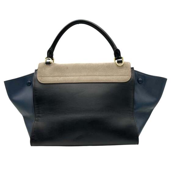 CELINE Trapeze Leather Suede Handbag Shoulder Bag Navy Gray Women's B4 - Picture 3 of 16